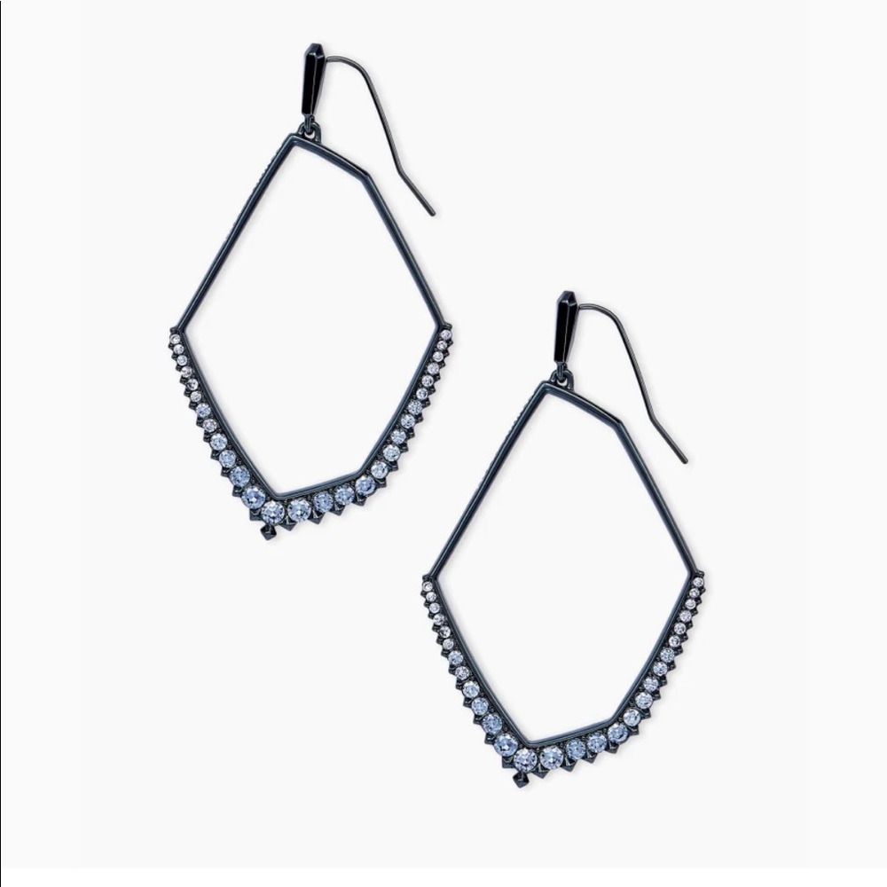 Nell Navy Gunmetal Statement Earrings In Indigo Crystal